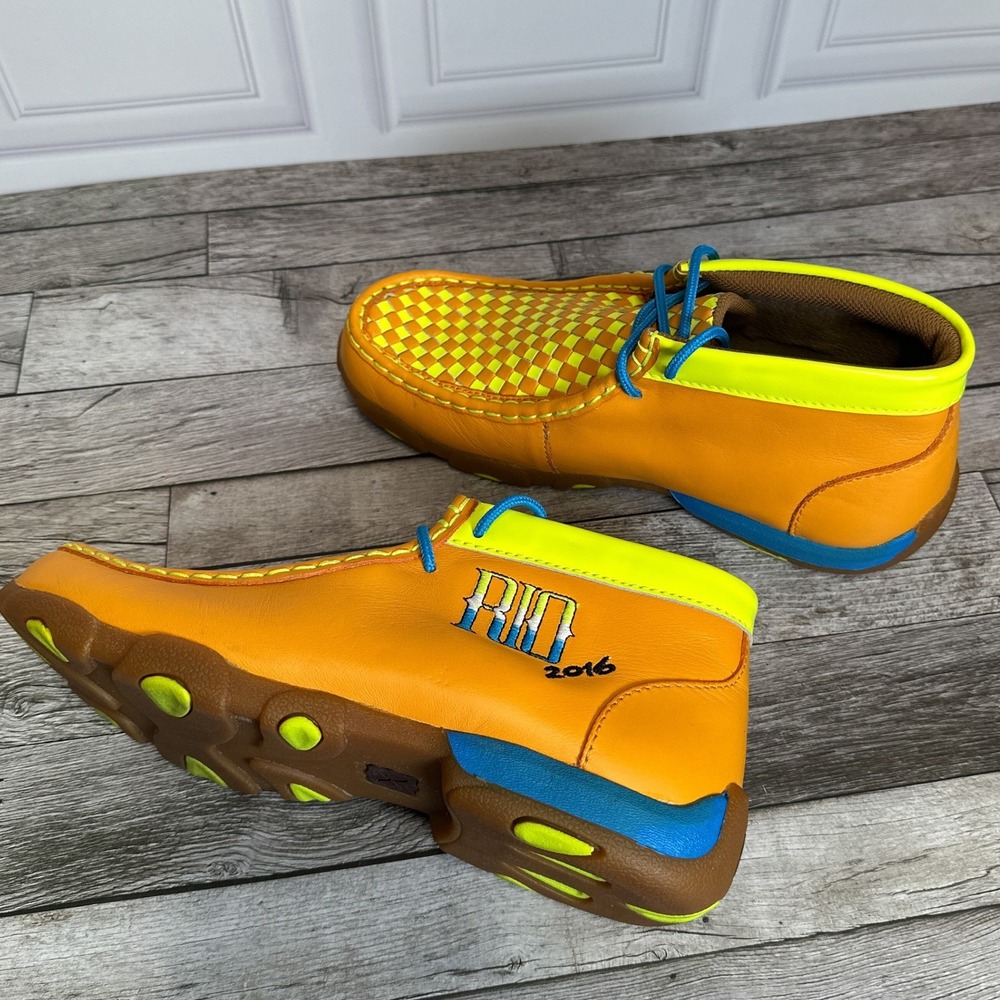 Twisted X Rio 2016 Driving Mocs Orange Neon Leather Shoes YDM0025 Mens 6M - Picture 12 of 12